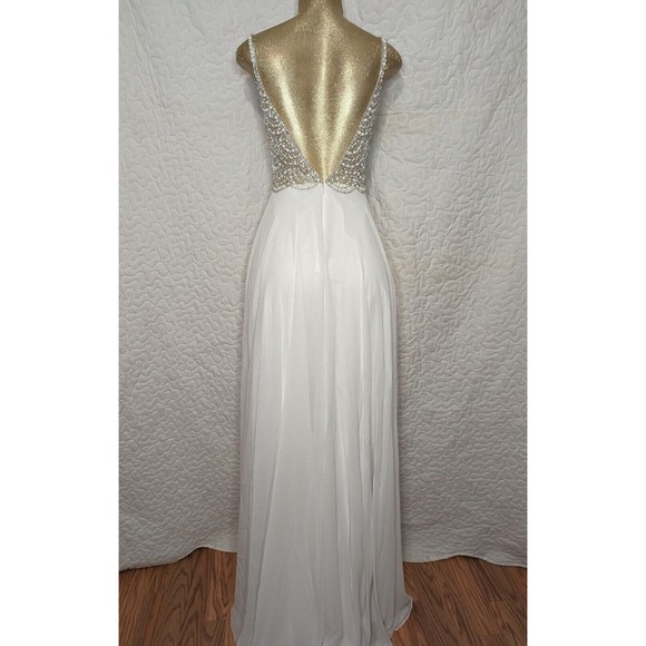 NWOT Size 2 Lulus white beaded rhinestone maxi dress. L570 - Picture 4 of 10